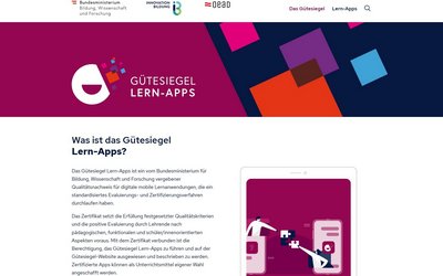 Screenshot der Webseite Guetesiegel Lern-Apps