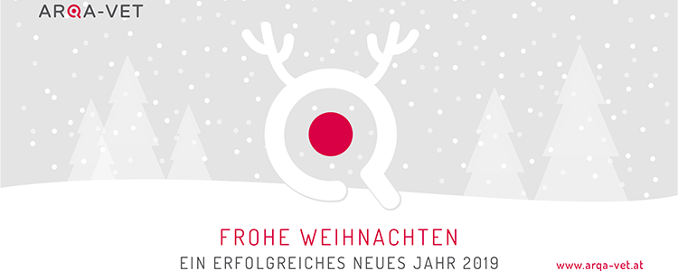 Weihnachtskarte mit Hirsch und ARQA-VET Logo